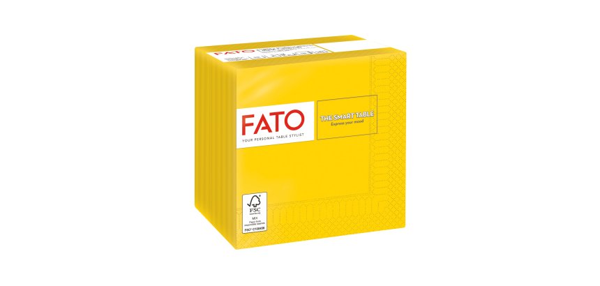 Tovagliolo - carta - 24 x 24 cm - 2 veli - giallo - Fato - conf. 100 pezzi