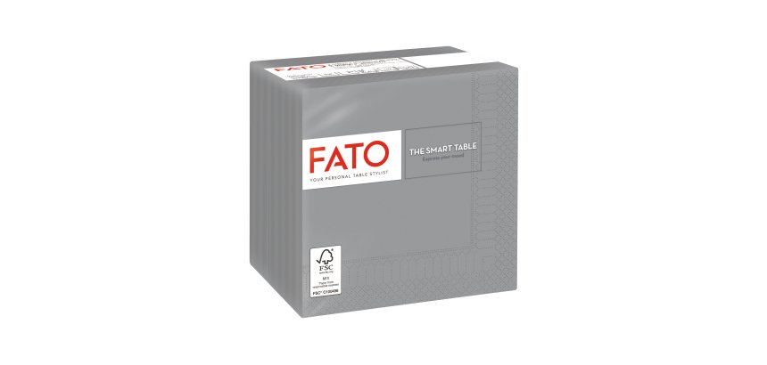 Tovagliolo - carta - 24 x 24 cm - 2 veli - grigio - Fato - conf. 100 pezzi