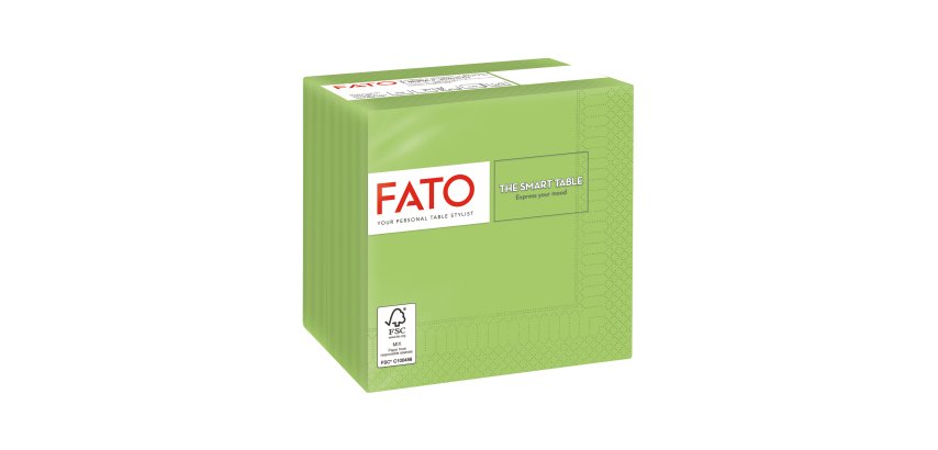 Tovagliolo - carta - 24 x 24 cm - 2 veli - verde mela - Fato - conf. 100 pezzi