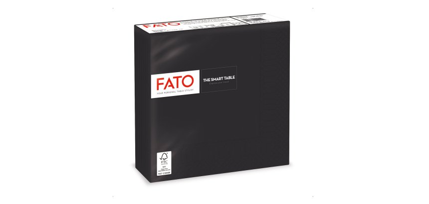 Tovagliolo - carta - 33 x 33 cm - 2 veli - nero - Fato - conf. 50 pezzi