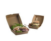 Scatole per hamburger Street Food in carta kraft - 16 x 16 x 9 cm - Leone - conf. 50 pezzi