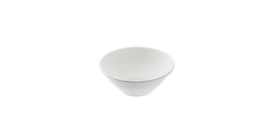 Ciotola monouso Bio - rotonda - diametro 19,5 cm - 900 ml - cellulosa/canna da zucchero - bianco - Leone - conf. 50 pezzi