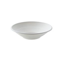 Piatto fondo monouso bio - rotondo - diametro 19,5 cm - 500 ml - cellulosa/canna da zucchero - bianco - Leone - conf. 50 pezzi