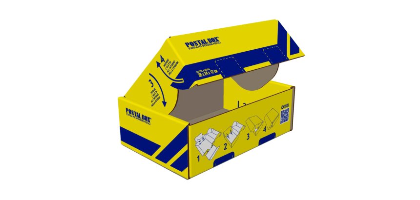 Scatola spedizioni Postal Box - M - 36 x 24 x 12 cm - giallo/blu - Blasetti
