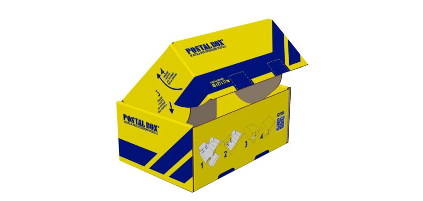 Scatola spedizioni Postal Box - L - 40 x 27 x 17 cm - giallo/blu - Blasetti