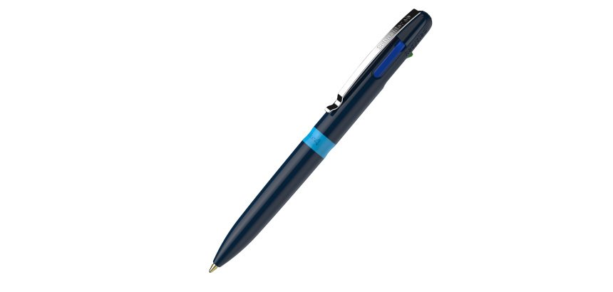 Penna a sfera Take 4 - punta media - 4 colori - fusto blu - Schneider