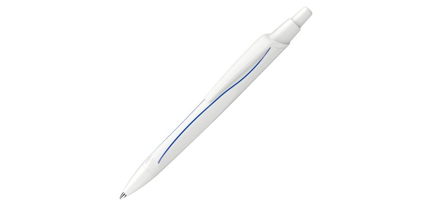 Penna a sfera a scatto Reco - punta media - fusto bianco / inchiostro blu - Schneider