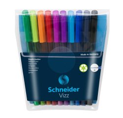 Penne a sfera Vizz - con cappuccio - punta media - colori assortiti - Schneider - astuccio 10 pezzi