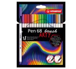 Pennarello Pen 68 Brush Arty Line 568/12 - colori assortiti - Stabilo - astuccio 12 pezzi