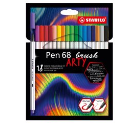 Pennarello Pen 68 Brush Arty Line 568/12 - colori assortiti - Stabilo - astuccio 12 pezzi