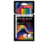 Pennarello Pen 68 Brush Arty Line 568/18 - colori assortiti - Stabilo - astuccio 18 pezzi