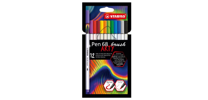 Pennarello Pen 68 Brush Arty Line 568/18 - colori assortiti - Stabilo - astuccio 18 pezzi