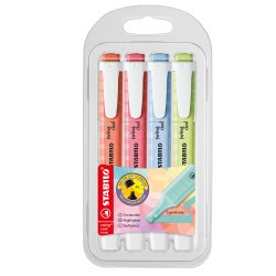 En_rotulador stabilo fluorescente fino swing cool pastel estuche de 4 unidades colores surtidos