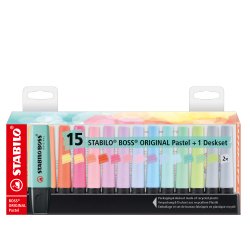 En_rotulador stabilo boss fluorescente 70 pastel deskset estuche de 15 unidades colores surtidos