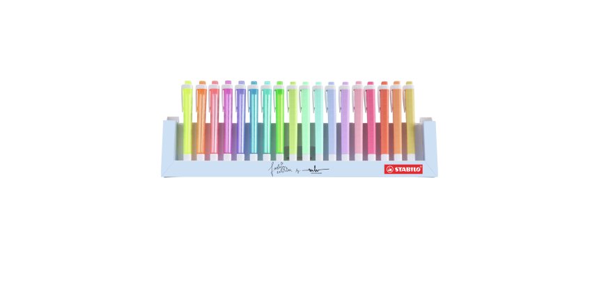 Evidenziatori Swing Cool Pastel - punta a scalpello - tratto 1 - 4 mm - colori assortiti - Stabilo - deskset 18 pezzi