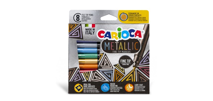 Pennarelli Metallic - punta fine - colori assortiti - Carioca - scatola 8 pezzi