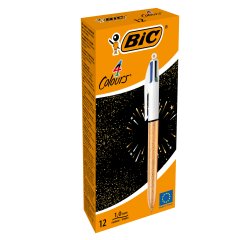 Penna a sfera a scatto 4 colori Party - 1,0 mm - Bic - scatola 12 pezzi
