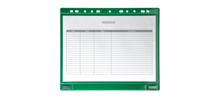 Buste forate - per supporti magnetici ad anelli - A4 - verde - Djois - conf. 5 pezzi