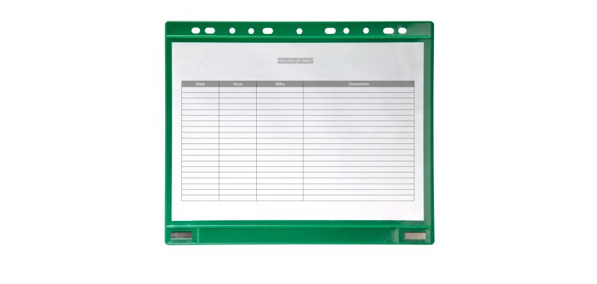 Buste forate - per supporti magnetici ad anelli - A4 - verde - Djois - conf. 5 pezzi