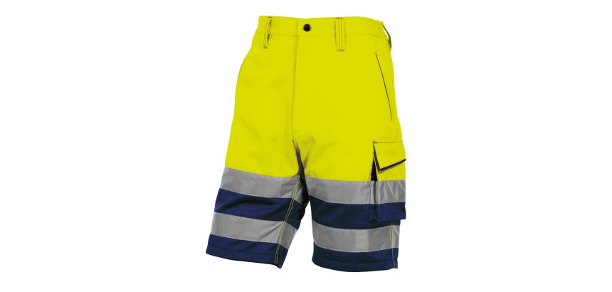 Bermuda da lavoro alta visibilità Deltaplus PHBE2, giallo fluo