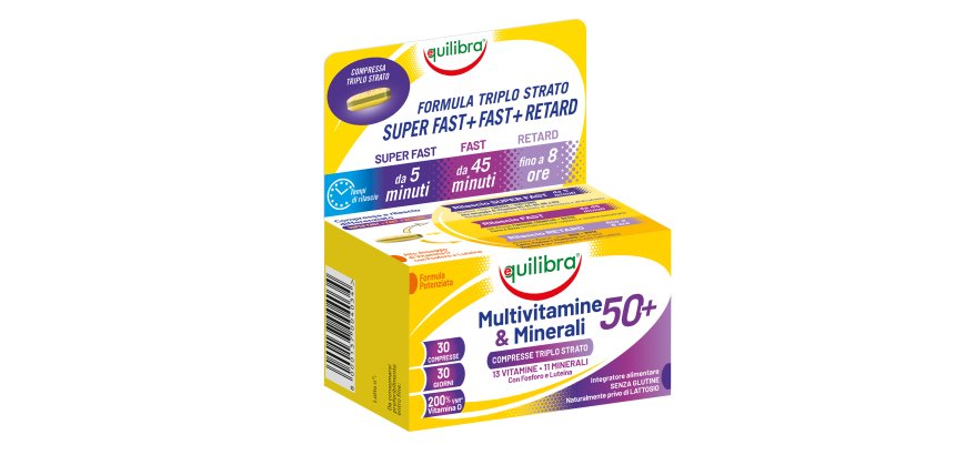 Integratore Multivitamine & Minerali 50 + - 30 compresse triplostrao (1,4 gr cad.) - Equilibra