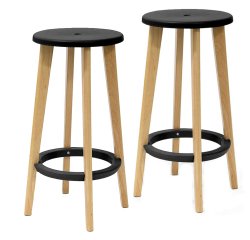 Sgabelli Woody - nero / faggio - Paperflow - set 2 pezzi