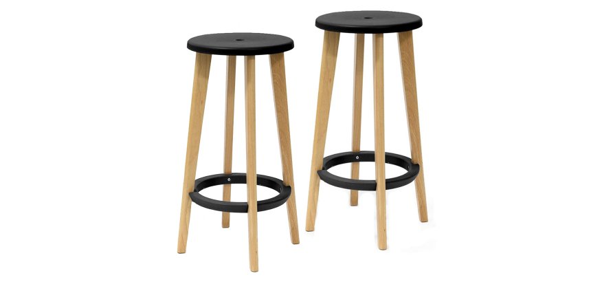 Sgabelli Woody - nero / faggio - Paperflow - set 2 pezzi