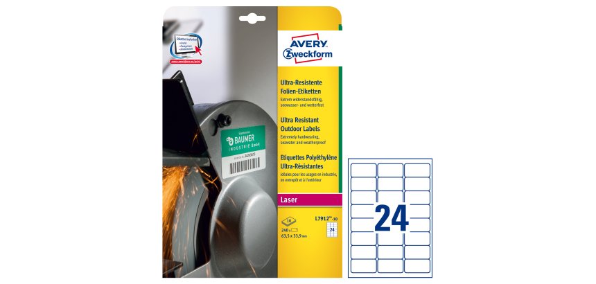 Etichette adesive - in PE - laser - permanenti - 63,5 x 33,9 mm - 24 et/fg - 10 fogli - bianco - Avery