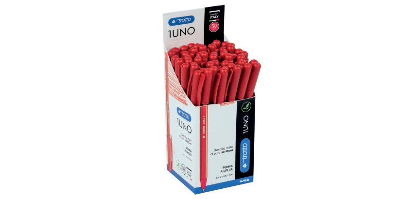 Penna sfera Tratto Uno Green - punta media 1 mm - rosso - Tratto - conf. 50 pezzi