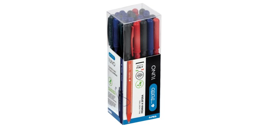 Penna sfera Tratto Uno Green - punta media 1 mm - colori assortiti - Tratto - conf. 24 pezzi