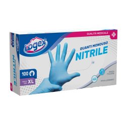 Guanti in nitrile non talcato - per uso medicale - taglia XL - azzurro - Logex Professional - scatola 100 pezzi