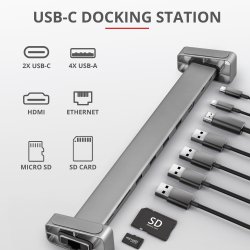 Trust dalyx aluminium 10-in-1 usb-c multi-port dock - docking station - usb-c 3.2 gen 1 - hdmi - gige