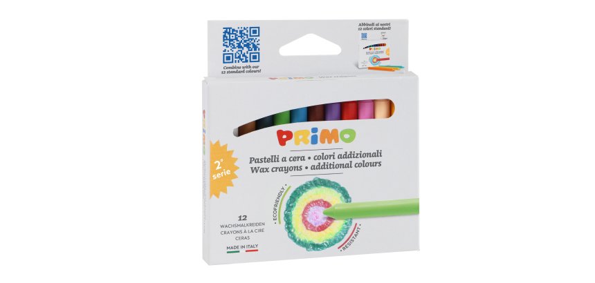 Pastelli a cera - Ø 9 mm x 85 mm - Primo - conf. 12 pezzi