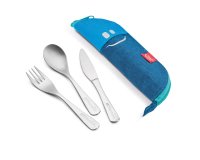 Astuccio Picnik Concept - in tessuto - con posate in acciaio inox - blu - Maped