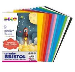 Busta di carta Bristol - 25 x 35 cm - colori assortiti - 15 fogli - Deco