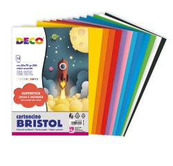 Busta di carta Bristol - 50 x 70 cm - colori assortiti - 15 fogli - Deco