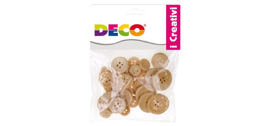 Bottoni - legno naturale - Deco - conf. 30 pezzi