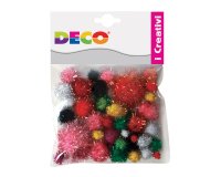 Pompons Lamè - 7-28 mm - colori assortiti - Deco - conf. 40 pezzi
