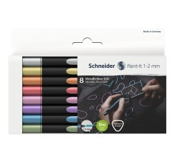 Pennarello Metallic Liner 020 - punta 1,2 mm - colori assortiti - Schneider - conf. 8 pezzi