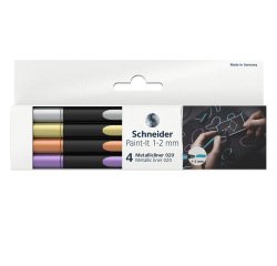 Pennarello Metallic Liner 020 - punta 1,2 mm - colori assortiti - Schneider - conf. 4 pezzi