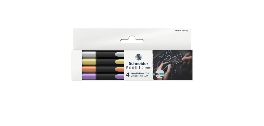 Pennarello Metallic Liner 020 - punta 1,2 mm - colori assortiti - Schneider - conf. 4 pezzi