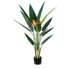 Pianta ornamentale Sterlizia - artificiale - 12 foglie e 2 fiori - 120 cm - PE - King Collection