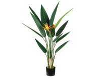 Pianta ornamentale Sterlizia - artificiale - 12 foglie e 2 fiori - 120 cm - PE - King Collection