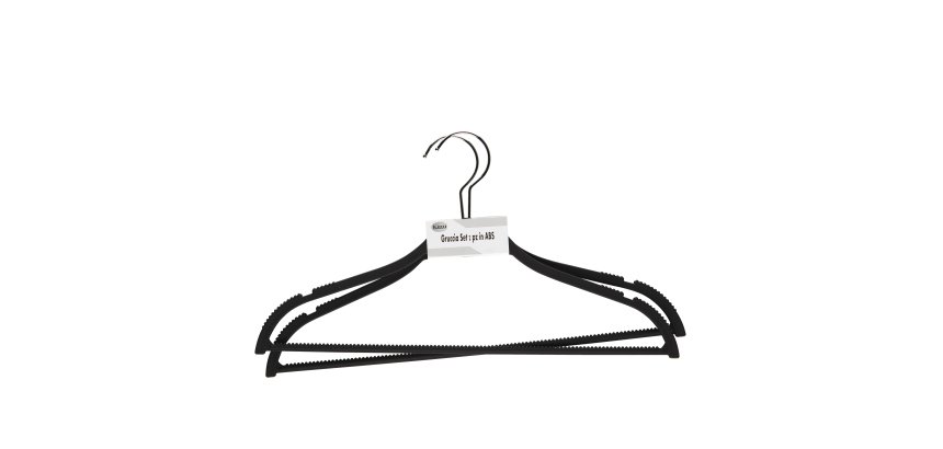 Gruccia - antiscivolo - 42 x 0,6 cm - nero - King Collection - conf. 2 pezzi