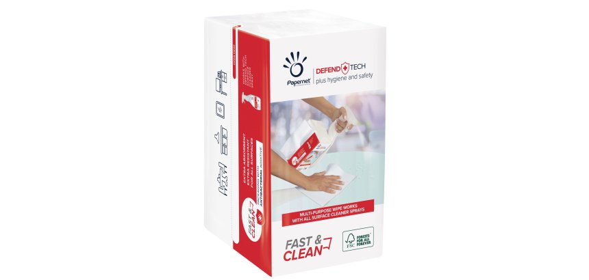 Panni Defend Tech - 2 veli - 21,6 x 33,25 cm - Fast&Clean - Papernet - pacco 100 pezzi