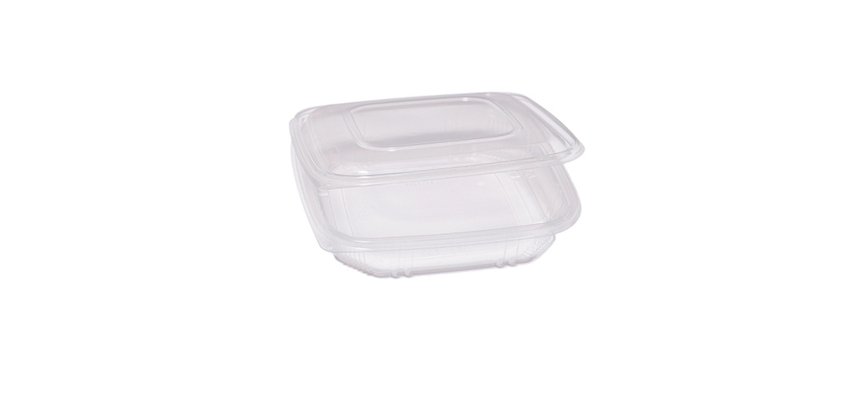Contenitori in PP - con coperchio incernierato - 21,5 x 21,5 x 3,4 cm - Europack - pack 50 pezzi
