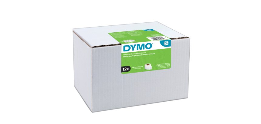 DYMO Authentic LabelWriter Large Shipping Labels/Name Badges | 54mm x 101mm | 12 Rolls of 220 (2,640 Easy-Peel Labels) | Self-Adhesive | for LabelWriter Label Makers