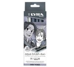 Pennarello Aqua Brush Duo - scala di grigio - Lyra - conf. 6 pezzi