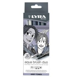 EN_Rotulador lyra aqua brush acuarelable doble punta y pincel tonos grises blister de 6 unidades surtidas