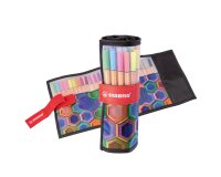 En_rotulador stabilo punta de fibra point 88 art estuche rollerset de 25 unidades colores surtidos